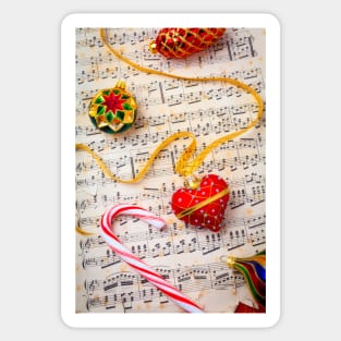 Red Heart Ornament On Sheet Music Sticker